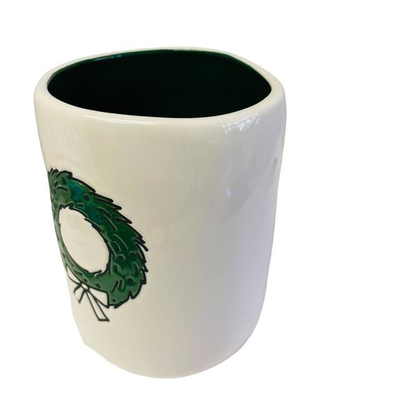 Rae Dunn Artisan Collection Christmas Wreath Mug By Magenta 14oz White & Green - Picture 6 of 7